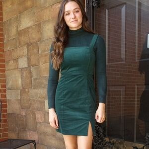 Copper Key Green Ribbed Turtleneck Dress